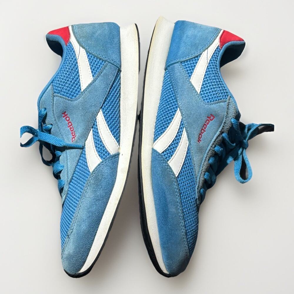 Reebok Classic Suede Blue/Red Sneakers Unisex M 8 W 9.5 Retro Athletic Shoes 00s